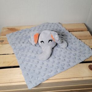 Grey Elephant Baby Security Blanket - Approx 11" X 11"
